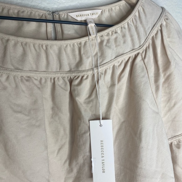 NEW Rebecca Taylor Pique Tiered Flowy Top in Marzapan / Cream / Medium - Picture 6 of 8